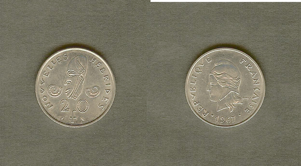 French New Hebrides 20 francs 1967 AU